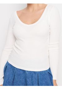 Sinsay - Koszulka z długimi rękawami - kremowy. Kolor: kremowy. Długość rękawa: długi rękaw. Długość: długie
