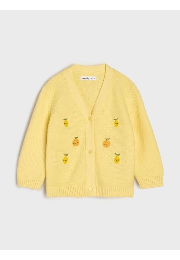 Sinsay - Bawełniany sweter kardigan z haftowanymi elementami - Inny. Materiał: bawełna. Wzór: haft