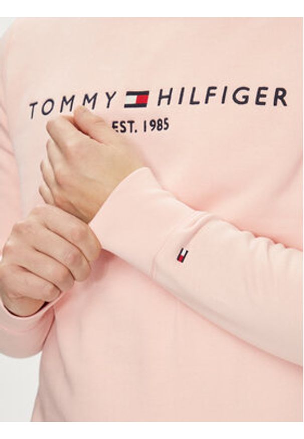 TOMMY HILFIGER - Tommy Hilfiger Bluza Logo MW0MW11596 Różowy Regular Fit. Kolor: różowy. Materiał: syntetyk, bawełna