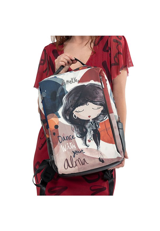 Kolorowy Duży Damski Plecak Podróżny Z Miejscem Na Laptopa Anekke. Materiał: materiał. Wzór: kolorowy. Styl: casual