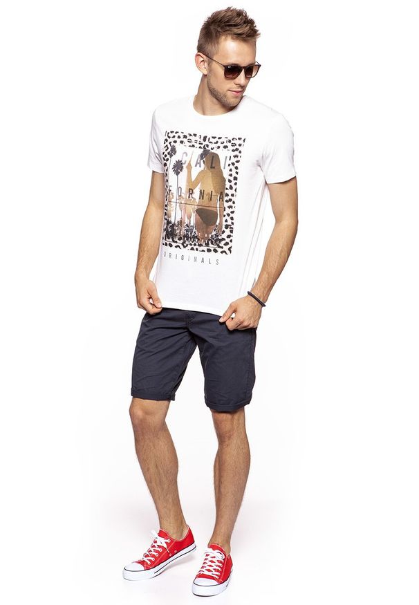 Jack & Jones - JACK & JONES T SHIRT CREW NECK CLOUD DANCER 12116711. Wzór: nadruk. Styl: klasyczny, elegancki