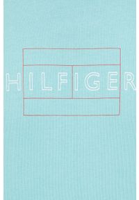 TOMMY HILFIGER - Tommy Hilfiger bluza bawełniana męska kolor turkusowy z kapturem z nadrukiem. Typ kołnierza: kaptur. Kolor: turkusowy. Materiał: bawełna. Wzór: nadruk #4