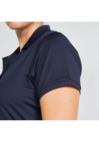 INESIS - Koszulka polo do golfa damska z krótkim rękawem Inesis WW500. Typ kołnierza: golf, polo. Kolor: niebieski. Materiał: materiał, poliester, elastan. Długość rękawa: krótki rękaw. Długość: krótkie. Styl: klasyczny, elegancki