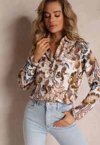 Renee - Biała Wiskozowa Koszula Boho z Podpinanymi Rękawami Yinza. Kolor: biały. Materiał: wiskoza. Styl: boho #1