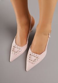 Born2be - Różowe Sandały na Szpilce z Cyrkoniową Klamrą Elinvyra. Okazja: na co dzień. Zapięcie: klamry. Kolor: różowy. Materiał: jeans. Obcas: na szpilce. Styl: casual #9