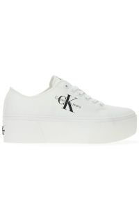 Buty Calvin Klein Vulc Flatform+ Cupsole Low YW0YW01033-01T - białe. Okazja: na co dzień. Kolor: biały. Materiał: materiał, guma. Szerokość cholewki: normalna. Obcas: na platformie
