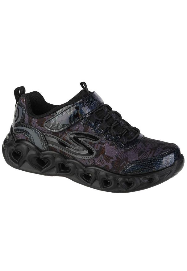 skechers - Buty sportowe Sneakersy dziewczęce, Skechers Heart Lights. Zapięcie: rzepy. Kolor: wielokolorowy, czarny. Materiał: materiał, tkanina. Szerokość cholewki: normalna. Sport: turystyka piesza