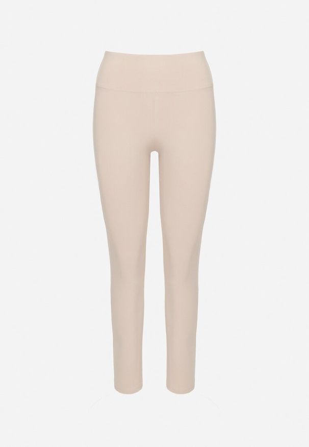 Born2be - Beżowe Legginsy z Modelującymi Przeszyciami Selettia. Okazja: na co dzień, na spacer. Kolor: beżowy. Styl: klasyczny, casual