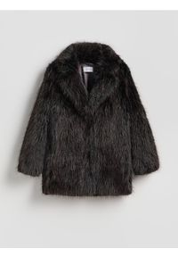 Reserved - Kurtka z imitacji futra - ciemnobrązowy. Kolor: brązowy. Materiał: futro #1