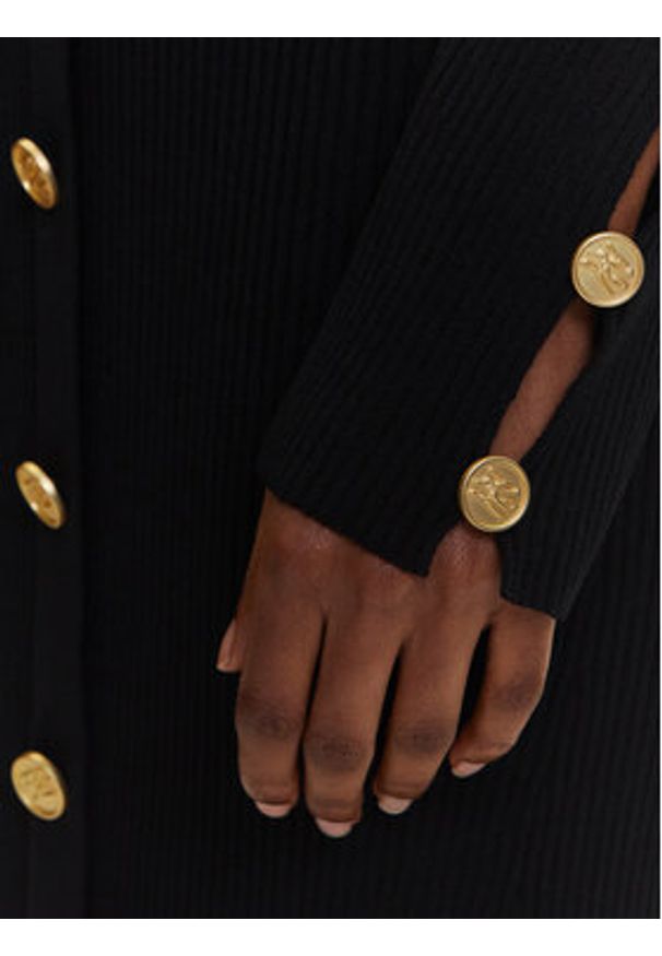 Karl Lagerfeld - KARL LAGERFELD Sukienka dzianinowa A3W13038 Czarny Slim Fit. Typ kołnierza: dekolt w karo. Kolor: czarny. Materiał: syntetyk