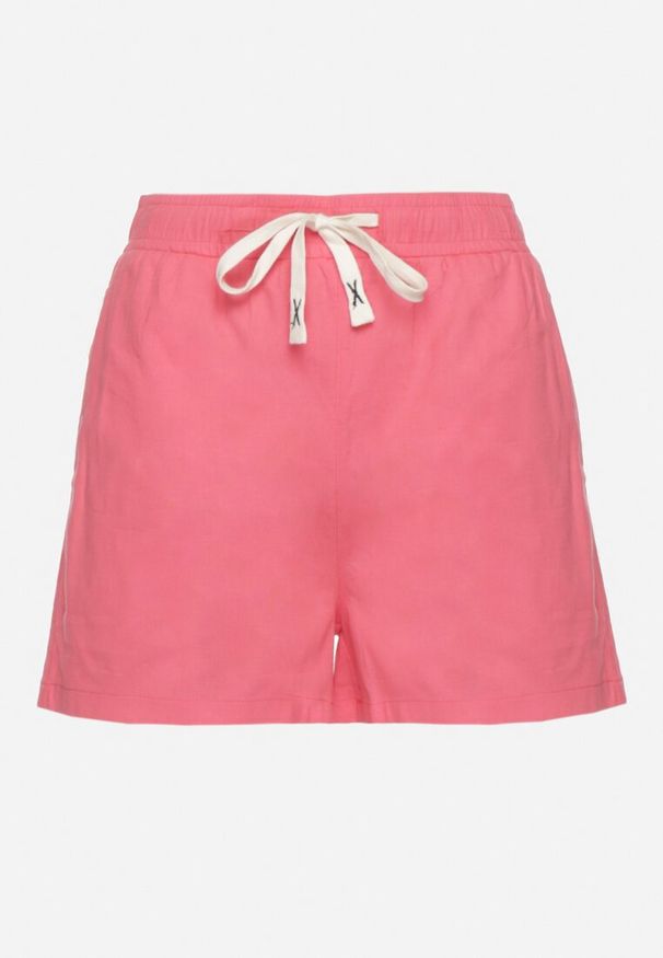 Born2be - Fuksjowe Bawełniane Szorty z Wysokim Stanem Tanalianea. Okazja: na co dzień. Stan: podwyższony. Kolor: różowy. Materiał: bawełna. Styl: elegancki, casual