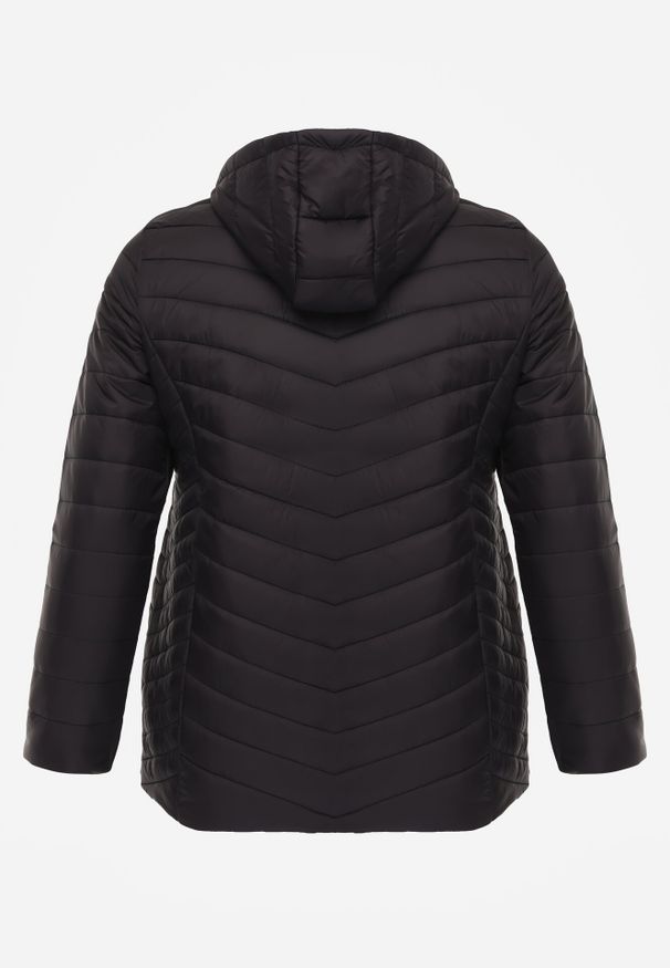 Born2be - Czarna Lekka Kurtka Przejściowa z Pikowaniem i Odpinanym Kapturem Alissara. Okazja: na co dzień. Kolekcja: plus size. Kolor: czarny. Materiał: jeans, nylon. Styl: casual, klasyczny