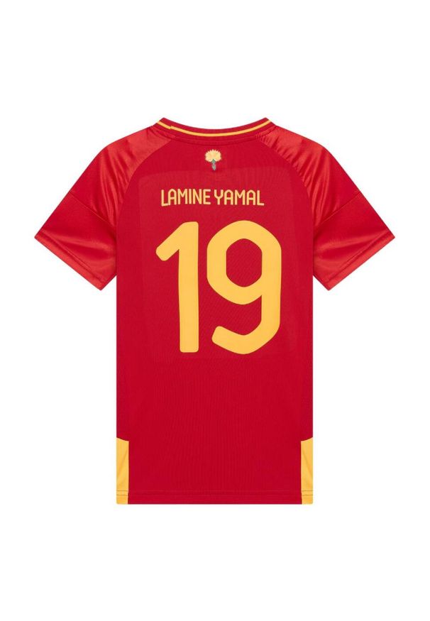 REAL FEDERACIÓN ESPAÑOLA DE FÚTBOL - Koszulka domowa Hiszpanii dla dzieci - Lamine Yamal. Kolor: czerwony. Materiał: poliester. Sport: piłka nożna