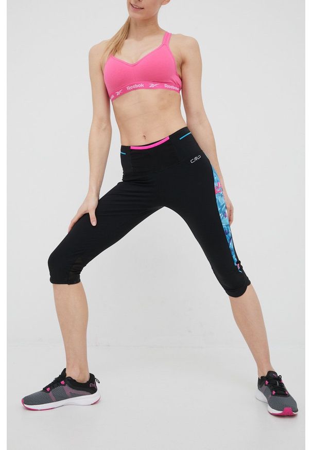 CMP legginsy sportowe damskie kolor czarny wzorzyste. Kolor: czarny. Materiał: skóra, materiał. Styl: sportowy