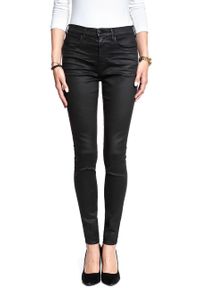 Wrangler - WRANGLER HIGH RISE SKINNY COATED BLACK W27HWT067. Stan: podwyższony