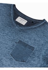 Ombre Clothing - T-shirt męski z kieszonką - ciemnoniebieski melanż V7 S1388 - L. Kolor: niebieski. Materiał: jeans, bawełna. Wzór: melanż #5