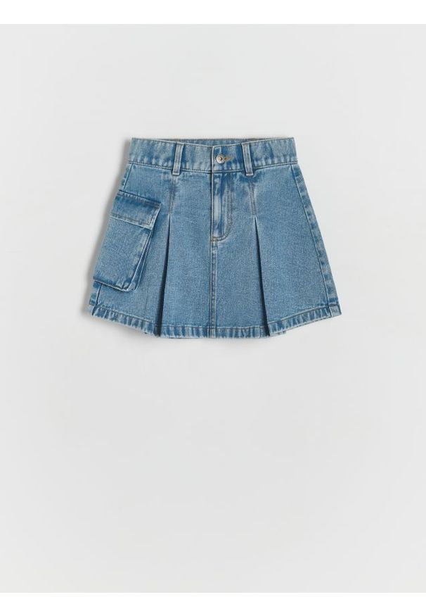 Reserved - Jeansowa spódnica z kieszenią - niebieski. Kolor: niebieski. Materiał: jeans