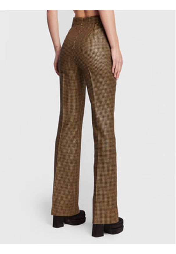 TwinSet - TWINSET Spodnie materiałowe 222TT231A Złoty Flare Fit. Kolor: złoty. Materiał: wełna