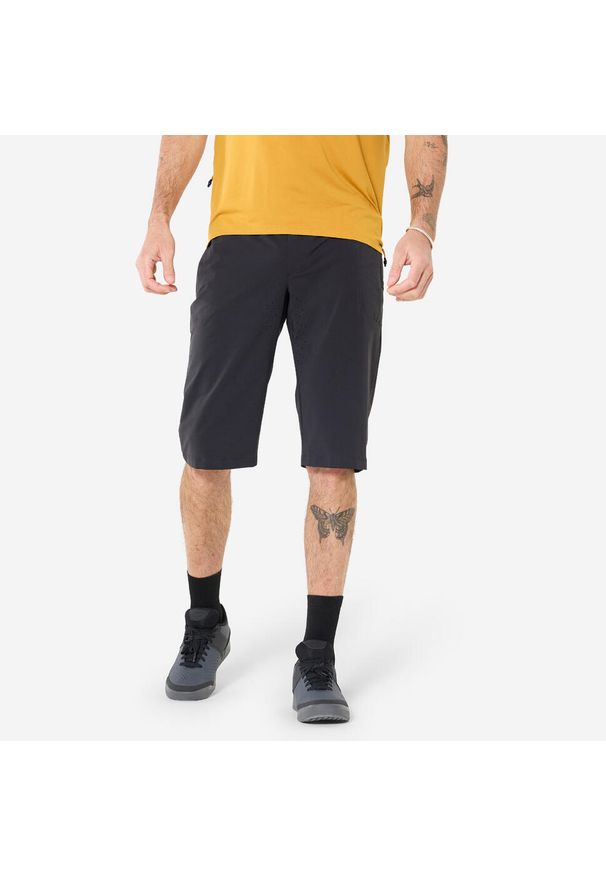 ROCKRIDER - Szorty na rower MTB Rockrider unisex. Kolor: czarny. Materiał: poliester, poliamid, materiał, elastan. Sport: kolarstwo