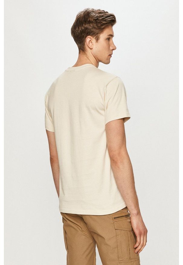 Dr. Denim - T-shirt. Okazja: na co dzień. Kolor: beżowy. Materiał: denim. Wzór: gładki. Styl: casual