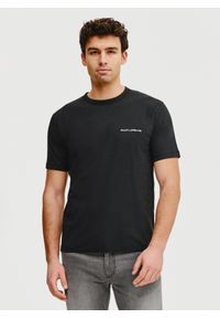 Pako Lorente - PAKO LORENTE – Czarny t-shirt męski. Kolor: czarny, niebieski, biały. Materiał: bawełna