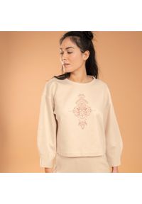 KIMJALY - Bluza do jogi damska Kimjaly. Kolor: beżowy. Materiał: bawełna, materiał, poliester, elastan. Sport: joga i pilates