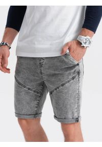 Ombre Clothing - Krótkie spodenki męskie jeansowe - szare V4. Kolor: szary. Materiał: jeans. Długość: krótkie #5