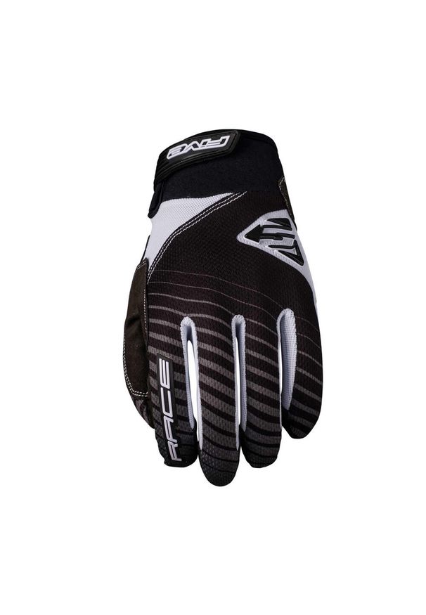 FIVE GLOVES - Rękawiczki dziecięce RACE - CZARNO-BIAŁE (czarno-białe) - XL/06. Kolor: czarny, wielokolorowy, biały. Materiał: materiał. Sport: kolarstwo