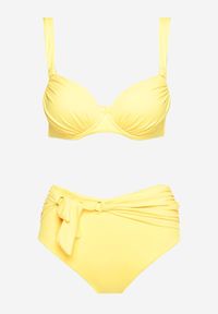 Renee - Żółte Bikini ze Sztywnym Marszczonym Biustonoszem i Paskiem na Majtkach Wiaraia. Kolor: żółty #3