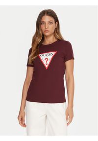 Guess T-Shirt W1YI1B I3Z14 Bordowy Regular Fit. Kolor: czerwony. Materiał: bawełna