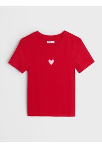 Sinsay - Koszulka z krótkim rękawem - czerwony. Kolor: czerwony. Długość rękawa: krótki rękaw. Długość: krótkie #1