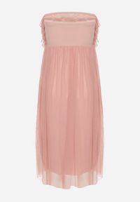 Born2be - Ciemnoróżowa Tiulowa Sukienka z Falbankami Larithia. Typ kołnierza: kołnierz z falbankami. Kolor: różowy. Materiał: tiul. Długość rękawa: bez ramiączek #7