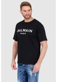 Balmain - BALMAIN Czarny t-shirt męski z logo, Rozmiar 2XL. Kolor: czarny #4