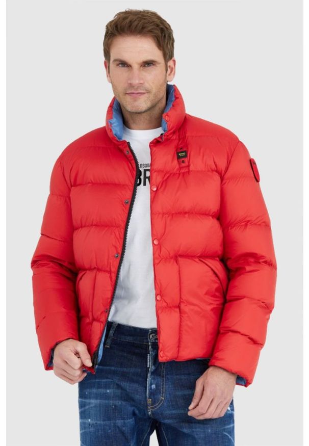 Blauer USA - BLAUER Czerwona puchowa kurtka męska FLETCHER, Rozmiar XL. Kolor: czerwony. Materiał: puch