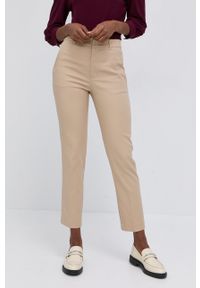 Lauren Ralph Lauren Spodnie 200811955006 damskie kolor beżowy fason cygaretki high waist. Okazja: na co dzień. Stan: podwyższony. Kolor: beżowy. Materiał: tkanina. Styl: casual #4