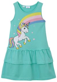 bonprix - Sukienka z dżerseju z czystej bawełny organicznej. Kolor: zielony. Materiał: jersey, bawełna. Wzór: nadruk. Sezon: lato