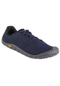 Buty do chodzenia męskie Merrell Vapor Glove. Zapięcie: sznurówki. Kolor: niebieski. Materiał: guma, materiał, tkanina, syntetyk. Szerokość cholewki: normalna. Sport: turystyka piesza