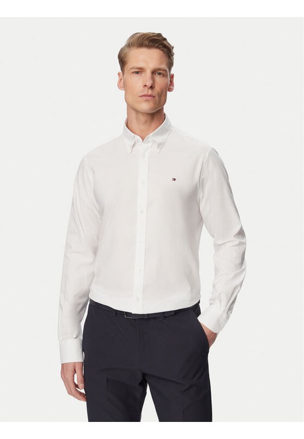 TOMMY HILFIGER - Tommy Hilfiger Koszula MW0MW38658 Biały Slim Fit. Kolor: biały. Materiał: bawełna
