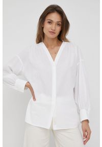 Drykorn koszula bawełniana damska kolor biały relaxed. Kolor: biały. Materiał: bawełna. Długość rękawa: długi rękaw. Długość: długie