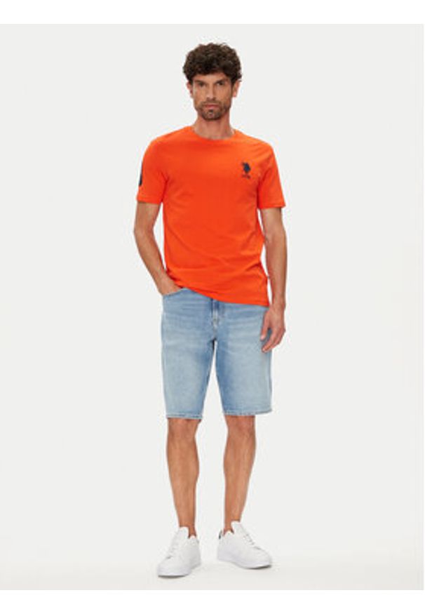 U.S. Polo Assn. T-Shirt MUP3311 Pomarańczowy Slim Fit. Typ kołnierza: polo. Kolor: pomarańczowy. Materiał: bawełna