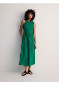 Reserved - Bawełniana sukienka maxi - wielobarwny. Materiał: bawełna. Długość: maxi
