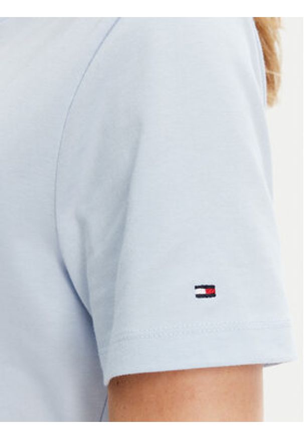 TOMMY HILFIGER - Tommy Hilfiger T-Shirt Script WW0WW45746 Błękitny Regular Fit. Kolor: niebieski. Materiał: bawełna