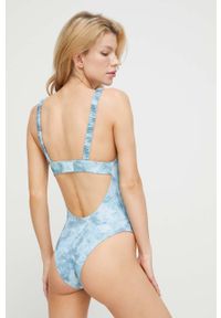 Calvin Klein jednoczęściowy strój kąpielowy kolor niebieski lekko usztywniona miseczka. Kolor: niebieski. Materiał: włókno, materiał #2