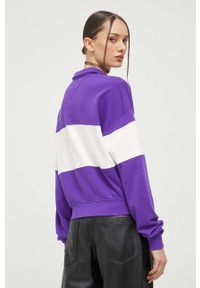 Tommy Jeans bluza damska kolor fioletowy wzorzysta. Kolor: fioletowy. Materiał: bawełna, dzianina. Długość rękawa: długi rękaw. Długość: długie #2