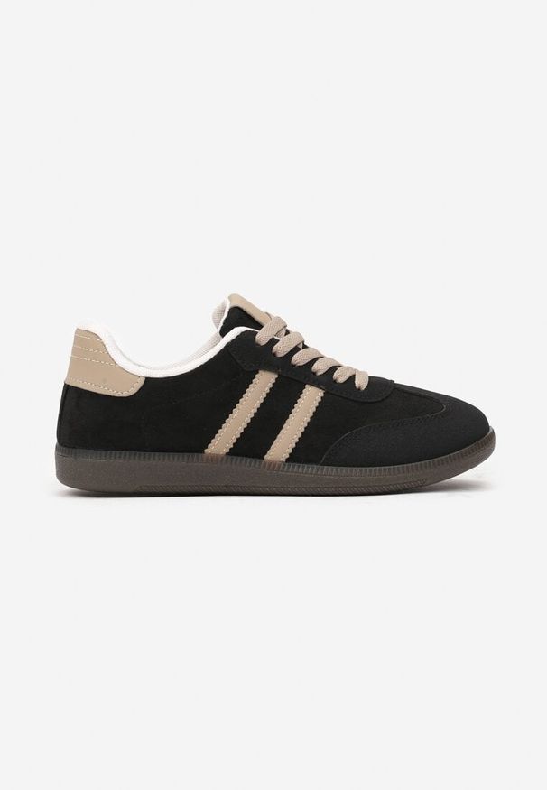Born2be - Czarne Sneakersy z Imitacji Zamszu na Płaskiej Podeszwie Memeriana. Okazja: na spacer. Nosek buta: okrągły. Kolor: czarny. Materiał: zamsz. Wzór: motyw zwierzęcy. Sezon: wiosna, lato. Obcas: na płaskiej podeszwie. Sport: turystyka piesza