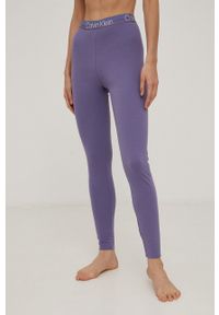 Calvin Klein Underwear Legginsy piżamowe damskie kolor fioletowy z nadrukiem. Kolor: fioletowy. Materiał: dzianina. Wzór: nadruk