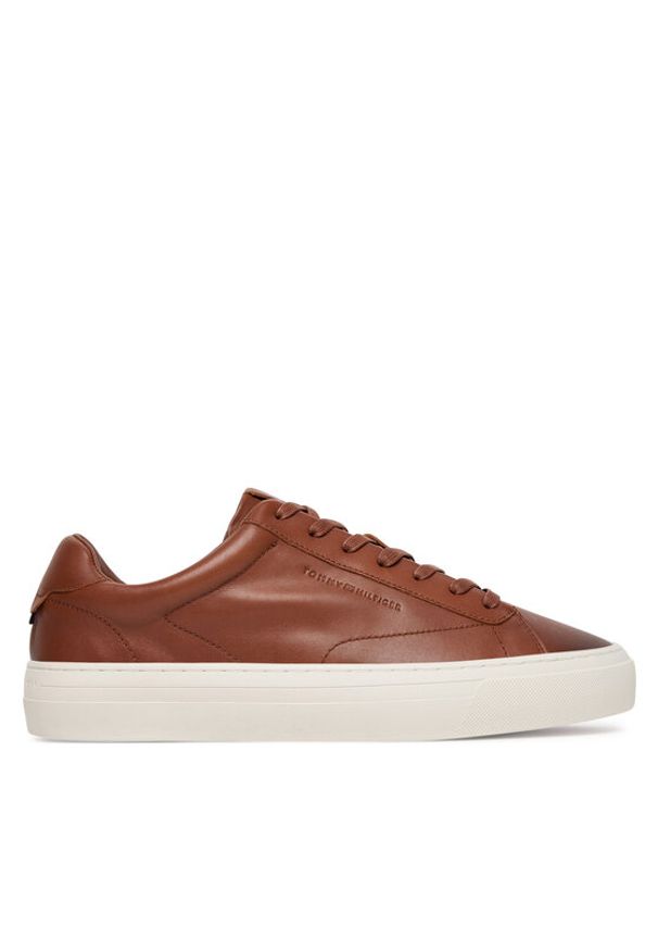 TOMMY HILFIGER - Tommy Hilfiger Sneakersy Premium Dress Cupsole Cognac FM0FM05771 Brązowy. Kolor: brązowy. Materiał: skóra