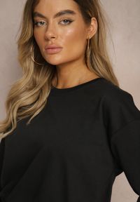 Renee - Czarna Bluza z Bawełną ze Ściągaczami przy Rękawach i w Pasie Alberia. Kolor: czarny. Materiał: bawełna. Długość rękawa: długi rękaw. Długość: długie #4