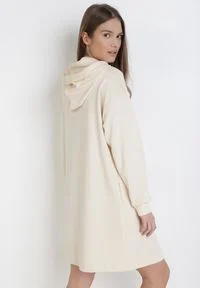 Born2be - Kremowa Sukienka Morgarea. Kolor: beżowy. Materiał: bawełna. Długość rękawa: długi rękaw. Długość: mini #5