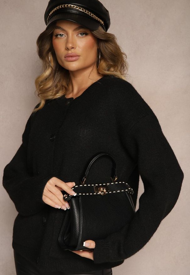 Renee - Czarny Rozpinany Casualowy Kardigan z Wełną Besalttia. Okazja: na co dzień. Kolor: czarny. Materiał: wełna. Sezon: jesień. Styl: casual